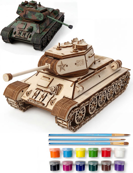 Paintable Wooden Tank Puzzle