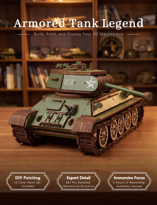Paintable Wooden Tank Puzzle