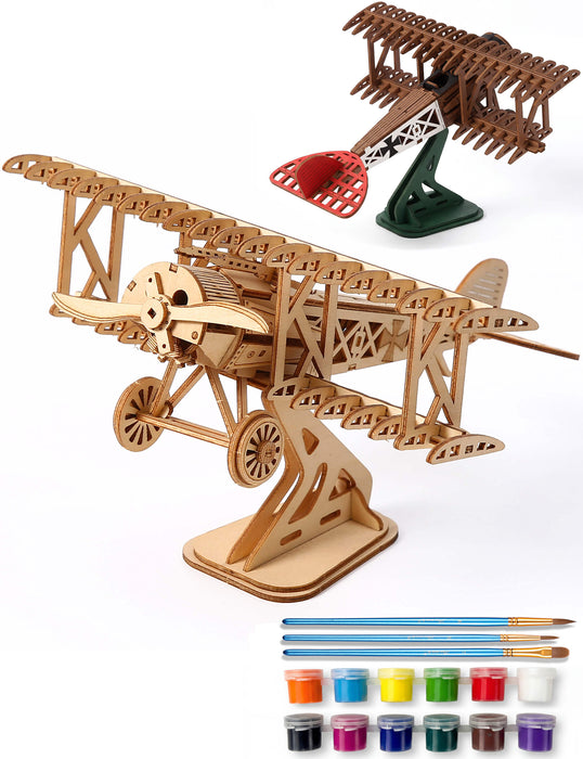 Paintable Wooden Airplane Puzzle