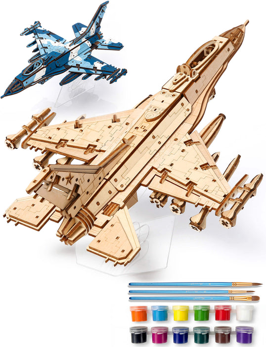Paintable Wooden Fighter Jet Puzzle