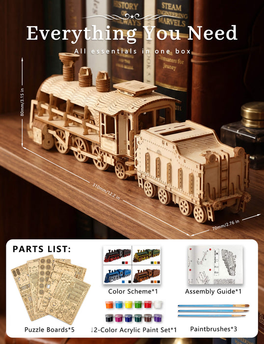 Paintable Wooden Steam Train Puzzle