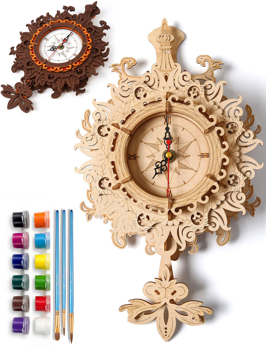 Paintable Wooden Vintage Clock Puzzle
