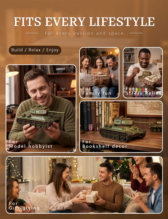 Paintable Wooden Tank Puzzle