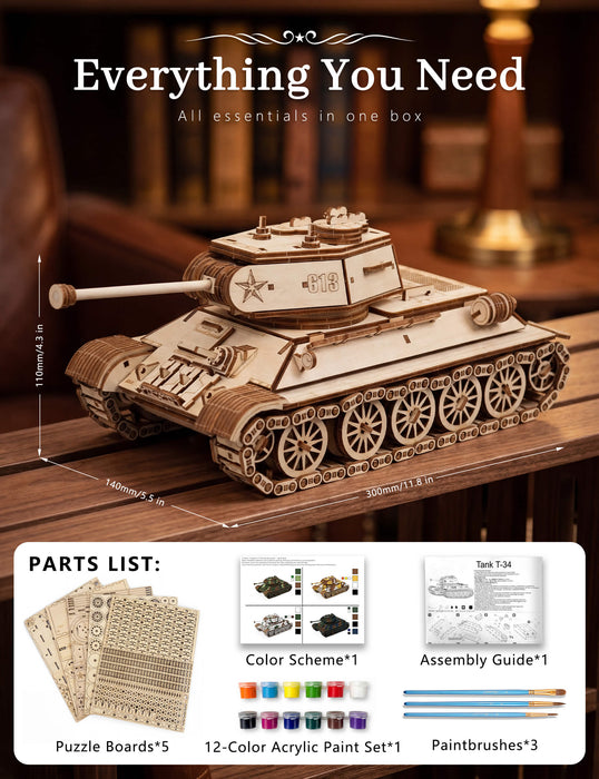 Paintable Wooden Tank Puzzle