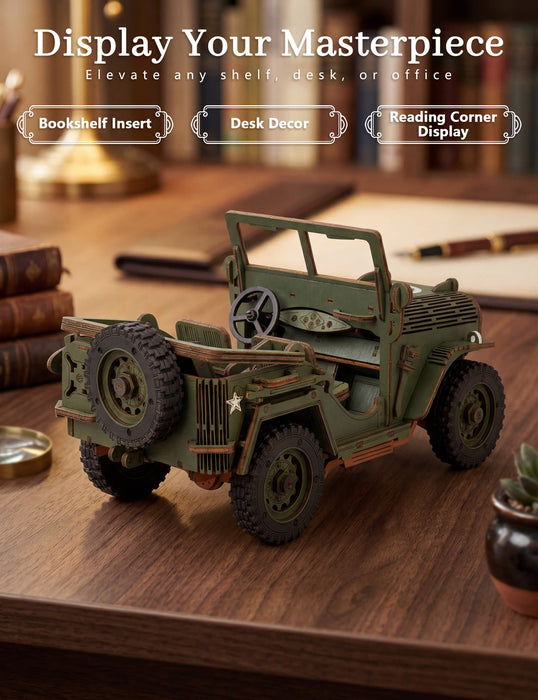 Paintable Wooden Off-Road Vehicle Puzzle