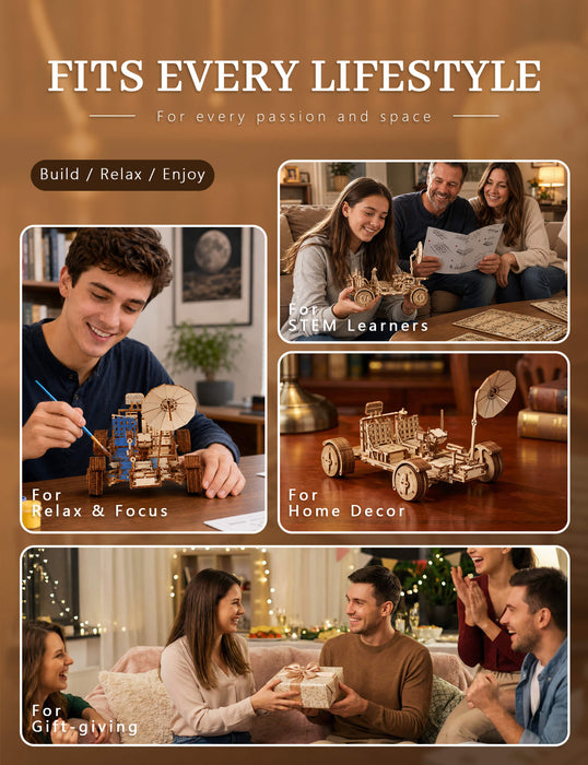 Paintable Wooden Lunar Rover Puzzle