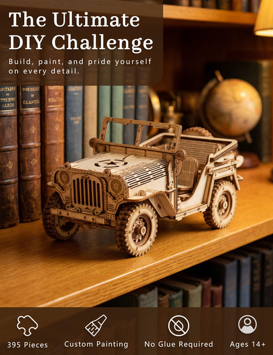Paintable Wooden Off-Road Vehicle Puzzle