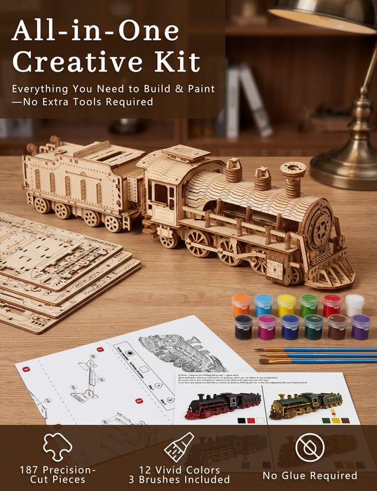Paintable Wooden Steam Train Puzzle
