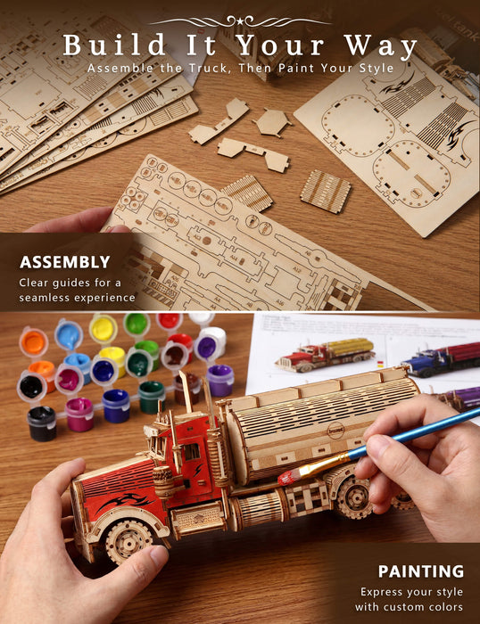 Paintable Wooden Tanker Truck Puzzle