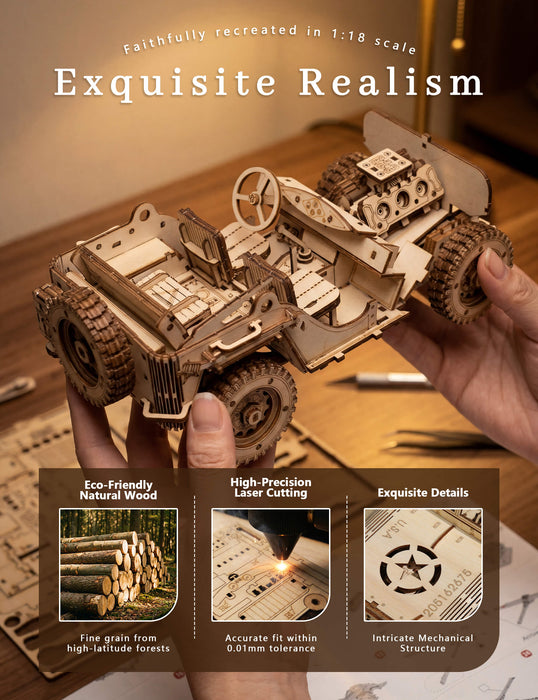 Paintable Wooden Off-Road Vehicle Puzzle