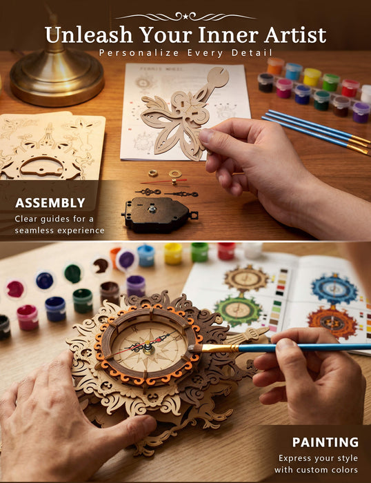 Paintable Wooden Vintage Clock Puzzle