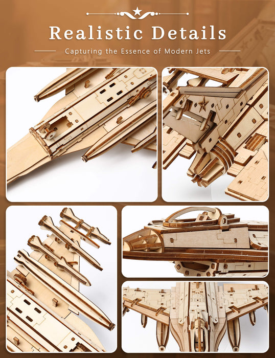 Paintable Wooden Fighter Jet Puzzle