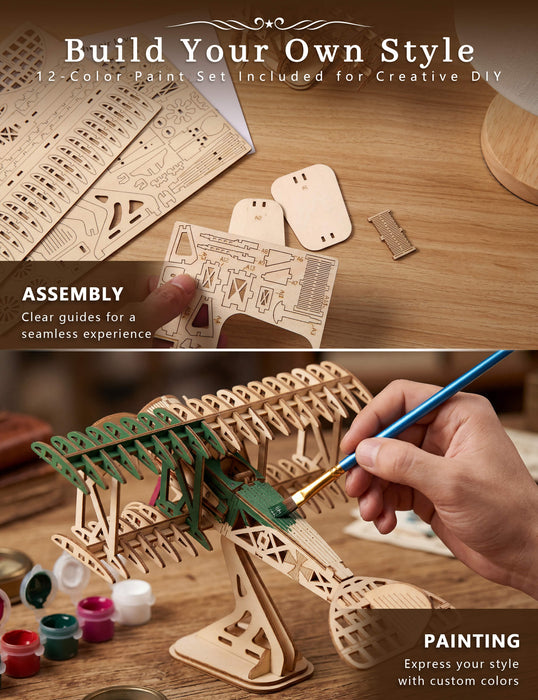 Paintable Wooden Airplane Puzzle