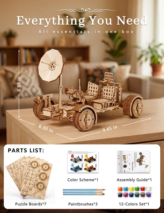 Paintable Wooden Lunar Rover Puzzle