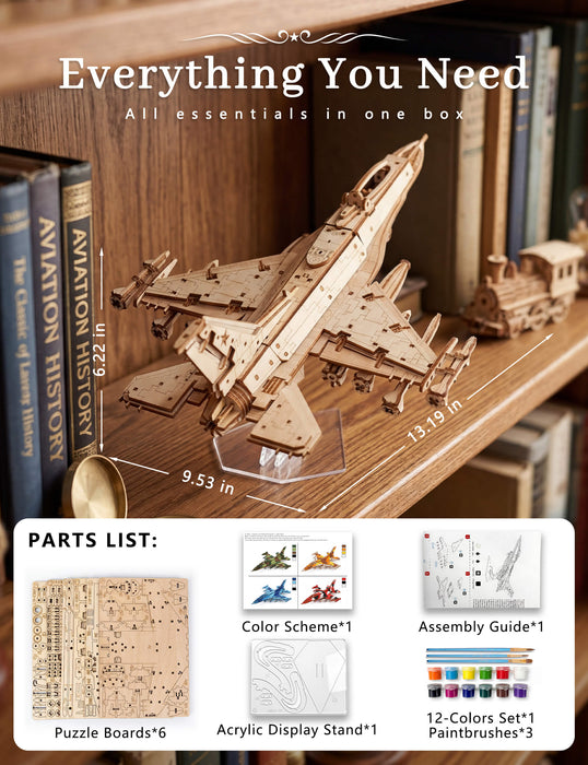 Paintable Wooden Fighter Jet Puzzle