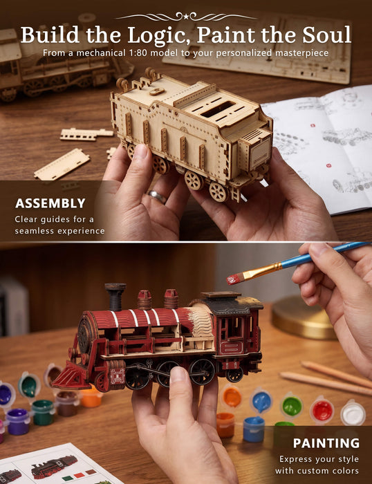 Paintable Wooden Steam Train Puzzle