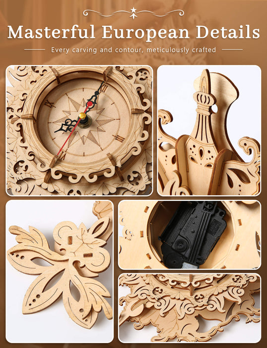Paintable Wooden Vintage Clock Puzzle