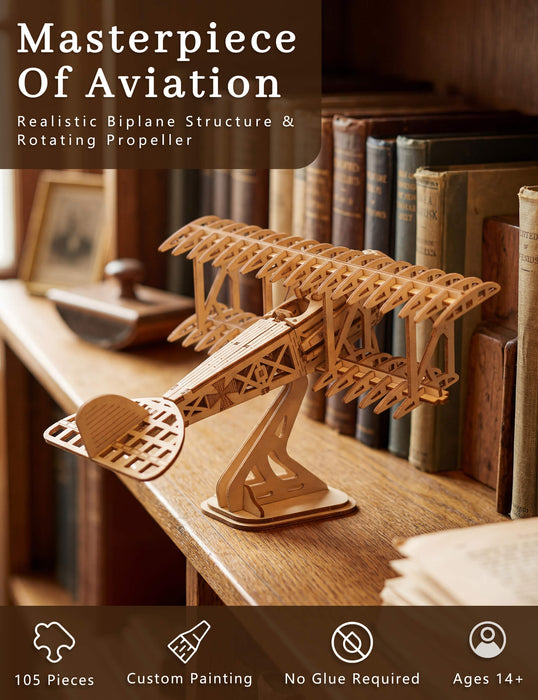 Paintable Wooden Airplane Puzzle