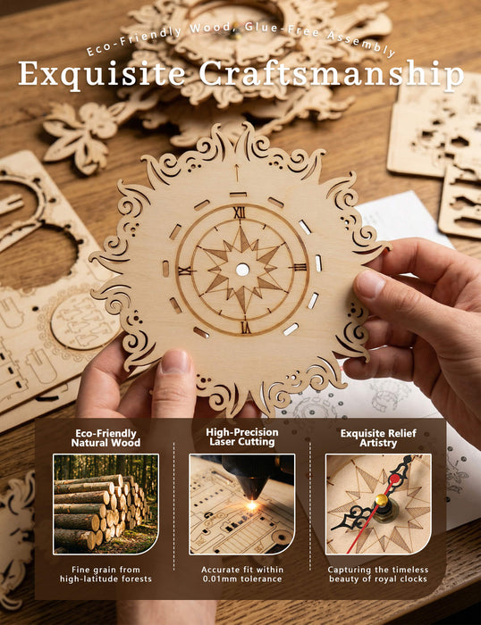 Paintable Wooden Vintage Clock Puzzle