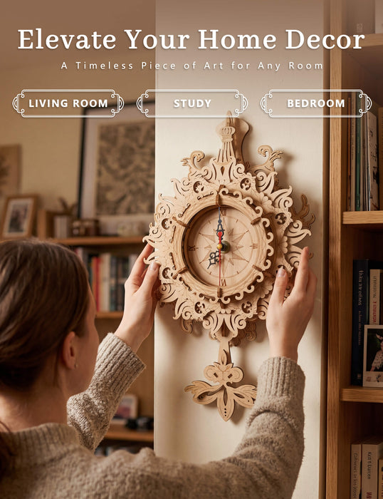 Paintable Wooden Vintage Clock Puzzle