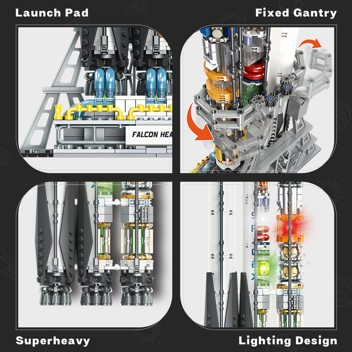 BOOZUU Falcon Heavy Rocket Building Set