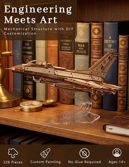 Paintable Wooden Fighter Jet Puzzle