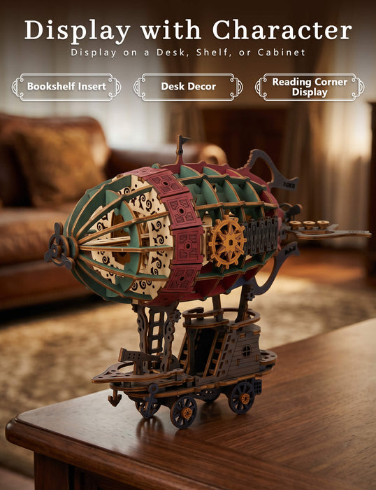 Paintable Wooden Airship Puzzle