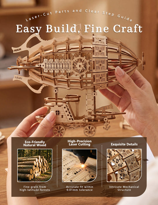 Paintable Wooden Airship Puzzle