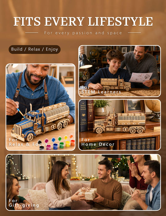 Paintable Wooden Tanker Truck Puzzle