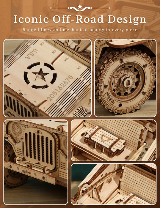 Paintable Wooden Off-Road Vehicle Puzzle