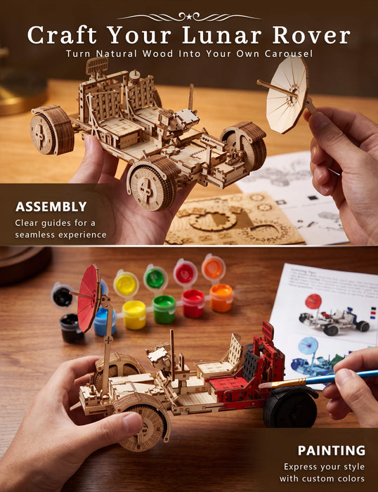 Paintable Wooden Lunar Rover Puzzle