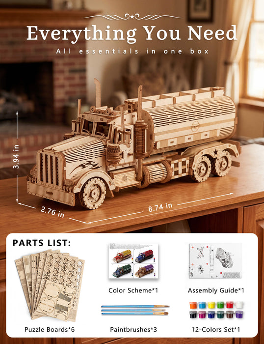 Paintable Wooden Tanker Truck Puzzle