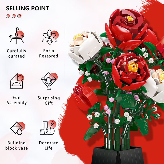 BOOZUU Red Rose Building Set