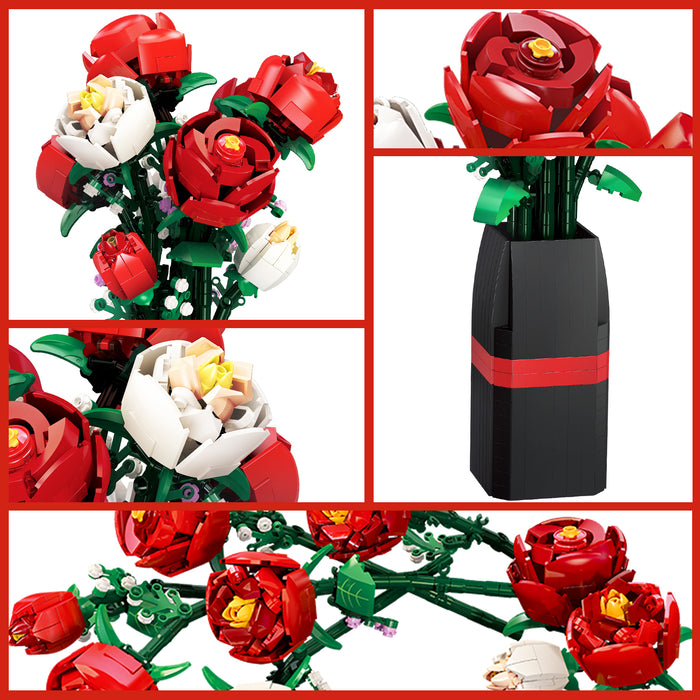 BOOZUU Red Rose Building Set