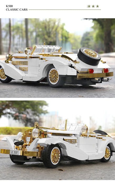 Technical Original Retro Nostalgic Classic Car Building Block Model Compatible High-Tech Bricks Car Ornaments Toys for Kids Gift