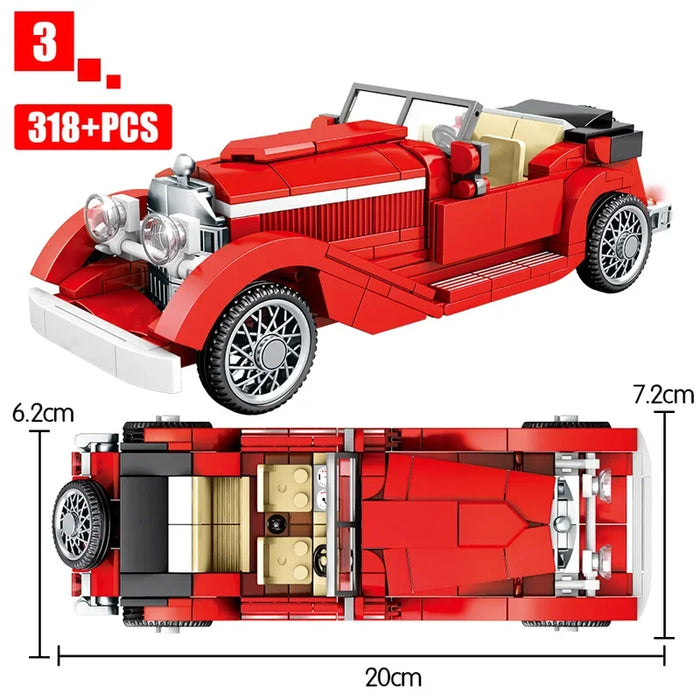 SEMBO BLOCK Classic Car Model Building Block Classic Convertible Racing Block City Car Children's Puzzle Toy Birthday Gift