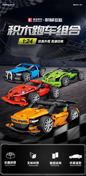 2024 new City Technique Racing Car old classic Speed Champions Sport Building Brick Super Racers F1 Great Vehicles Sembo Block