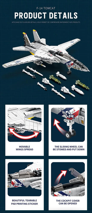 Tomcat F14 Fighter Aircraft (1600 Pieces)