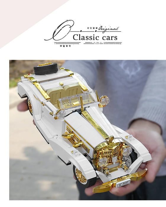 Technical Original Retro Nostalgic Classic Car Building Block Model Compatible High-Tech Bricks Car Ornaments Toys for Kids Gift