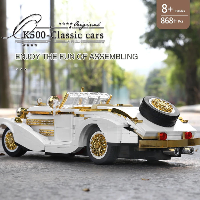 Technical Original Retro Nostalgic Classic Car Building Block Model Compatible High-Tech Bricks Car Ornaments Toys for Kids Gift