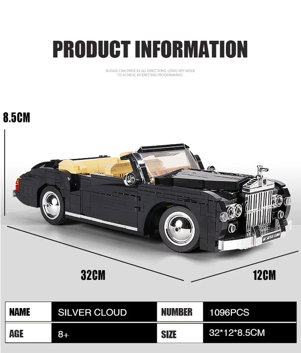 Technical Original Retro Nostalgic Classic Car Building Block Model Compatible High-Tech Bricks Car Ornaments Toys for Kids Gift